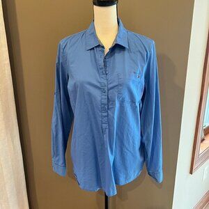 Women's Tommy Hilfiger Blue Long Sleeve, Button Front, Button Sleeve, Size Large